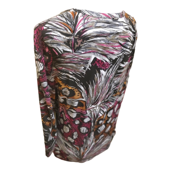 St John New With Tags Shirt, Magenta Orange Black, Silver Jewels, Size Large - Picture 4 of 9